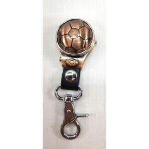 Strada Clip on Quartz Watch Key Fob Fidget Soccer Ball Design Copper Tone 41mm